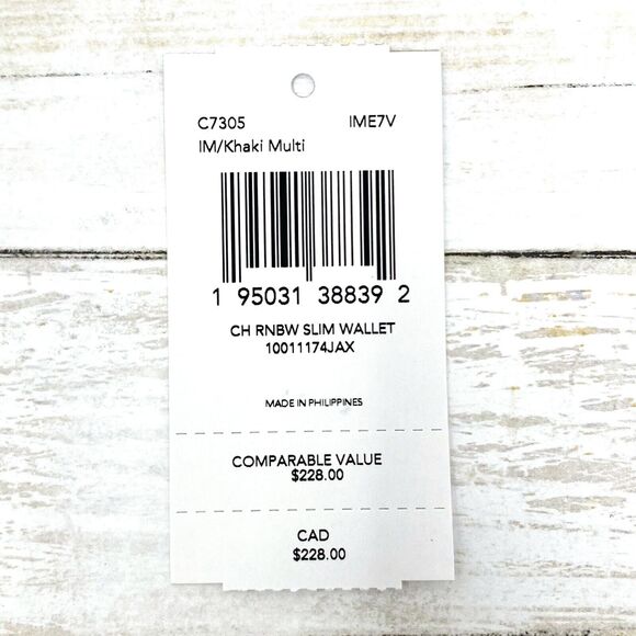 Coach Slim Wallet In Signature Canvas Coach Radial Rainbow Khaki Multi C7305 - Picture 5 of 5